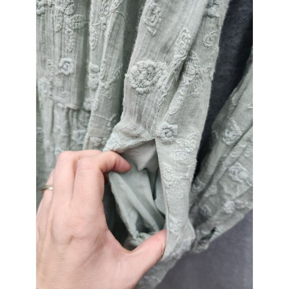 Free People Green Embroidered Long-Sleeve Tunic Dress - Picture 3 of 4